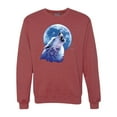 thumbnail image 1 of Wolf Howling at the Moon | Mens Animal Lover Crewneck Graphic Sweatshirt, Vintage Heather Red, 2XL, 1 of 3