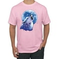 thumbnail image 1 of Wolf Howling at the Moon | Mens Animal Lover Graphic T-Shirt, Light Pink, Large, 1 of 3