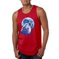 thumbnail image 1 of Wolf Howling at the Moon | Mens Animal Lover Graphic Tank Top, Red, Medium, 1 of 3