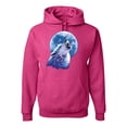 thumbnail image 1 of Wolf Howling at the Moon | Mens Animal Lover Hooded Sweatshirt Graphic Hoodie, Fuschia, Medium, 1 of 3