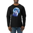 thumbnail image 1 of Wolf Howling at the Moon | Mens Animal Lover Long Sleeve T-Shirt, Black, Small, 1 of 3