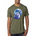 thumbnail image 1 of Wolf Howling at the Moon | Mens Animal Lover Premium Tri Blend T-Shirt, Military Green, Medium, 1 of 3