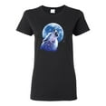 thumbnail image 1 of Wolf Howling at the Moon | Womens Animal Lover Graphic T-Shirt, Black, Small, 1 of 3