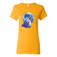 thumbnail image 1 of Wolf Howling at the Moon | Womens Animal Lover Graphic T-Shirt, Gold, Large, 1 of 3