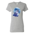 thumbnail image 1 of Wolf Howling at the Moon | Womens Animal Lover Graphic T-Shirt, Heather Grey, Medium, 1 of 3