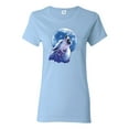 thumbnail image 1 of Wolf Howling at the Moon | Womens Animal Lover Graphic T-Shirt, Light Blue, Small, 1 of 3