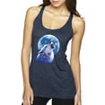 thumbnail image 1 of Wolf Howling at the Moon | Womens Animal Lover Premium Tri-Blend Racerback Tank Top, Vintage Navy, Medium, 1 of 3