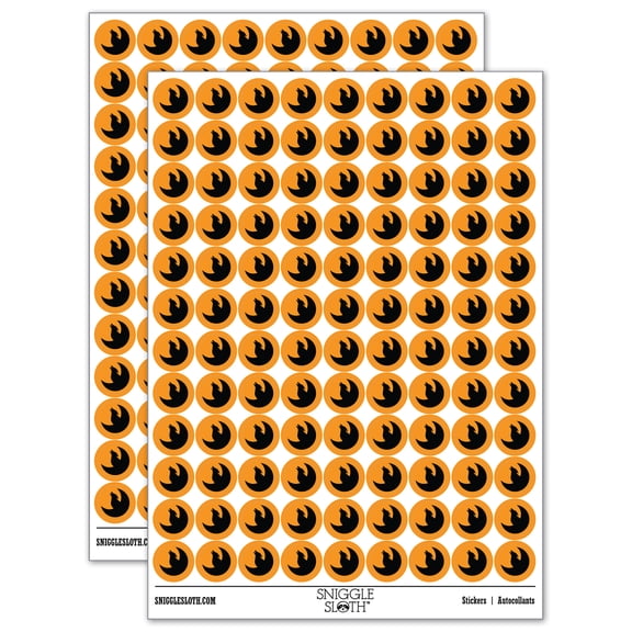 Wolf Howling with Moon 200+ Round Stickers - Orange - Matte Finish - 0.50" Size