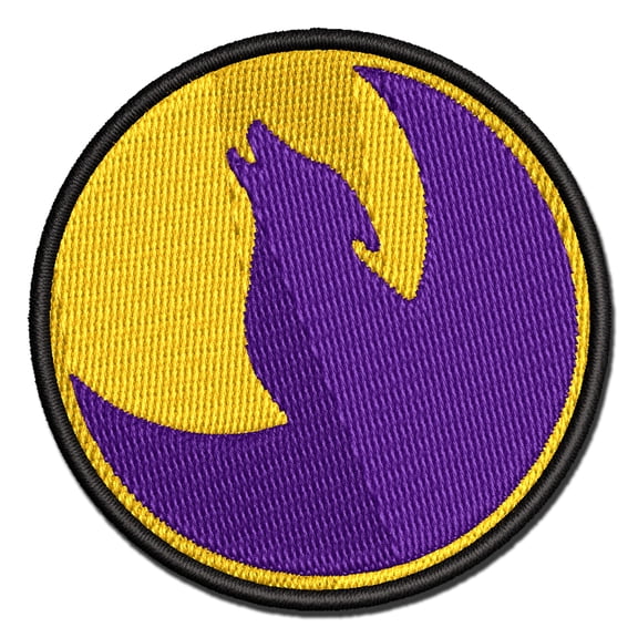 Wolf Howling with Moon Applique Multi-Color Embroidered Hook & Loop Patch - 2.5 Inch Small