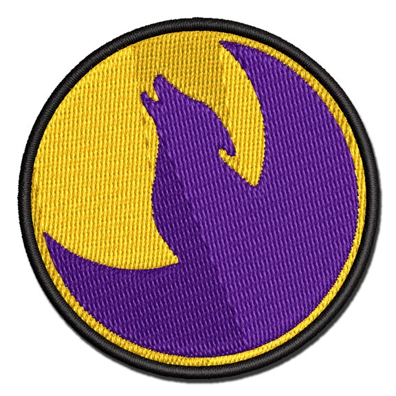 Wolf Howling with Moon Applique Multi-Color Embroidered Iron-On Patch - 2.0 Inch Mini
