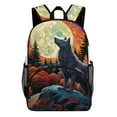 thumbnail image 1 of Wolf Howls Autumn Moon Forest Night Backpack Travel Laptop Casual College Daypack Back to Bag, 1 of 5