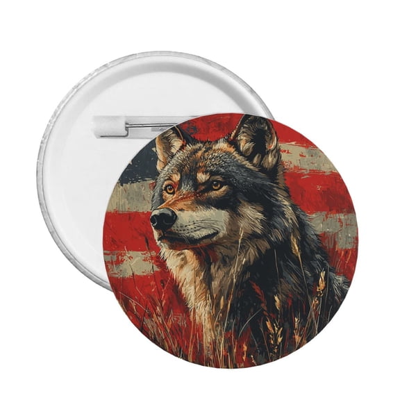 Wolf Hunting Retro USA Flag Round Button Pin Badge 5PCS Pinback Buttons Lapel Pin for Jacket, Backpack, Hat, Party Favor, Gift