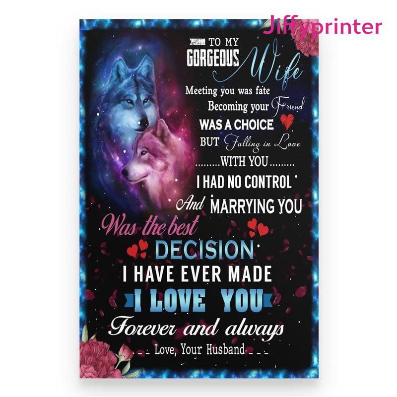 Wolf Husband To Wife I Love You Poster Wall Art Vertical 24 x 36 Inch ...