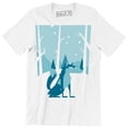 thumbnail image 1 of Wolf Illustration With Trees And Mountains Funny Cartoon Animal T-Shirt, 1 of 4