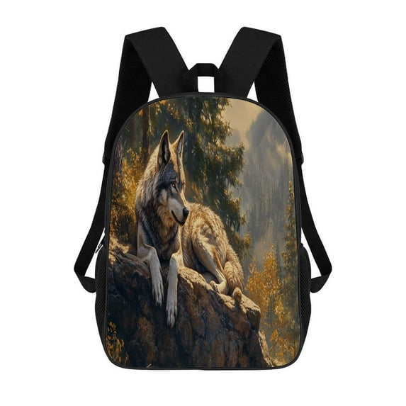 Wolf In Autumn Forest Large Capacity Backpacks For Teenagers Travel Bags Casual 17In Backpack