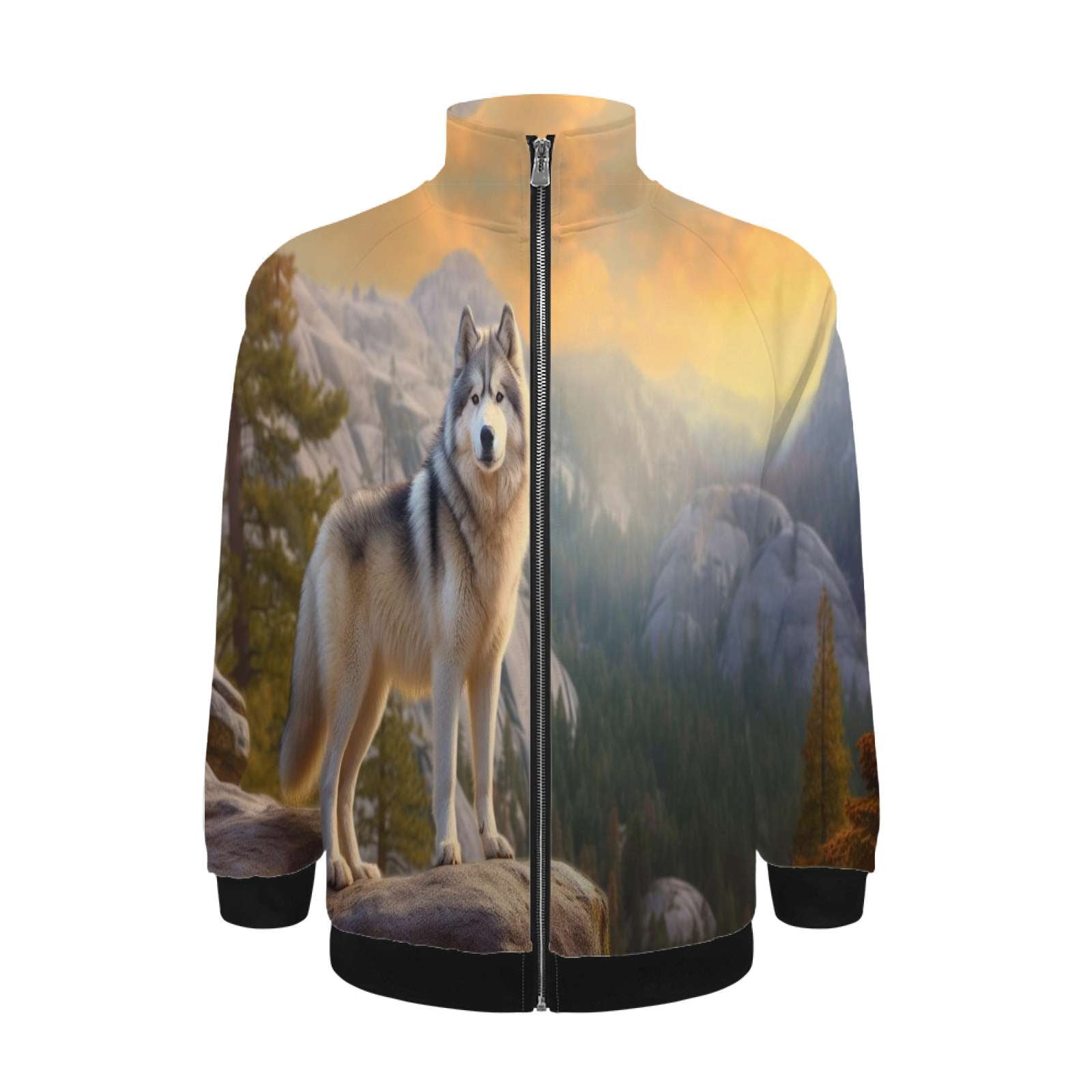 LONG CASUAL JACKET WITH POCKETS RAISED WITH WOLVES