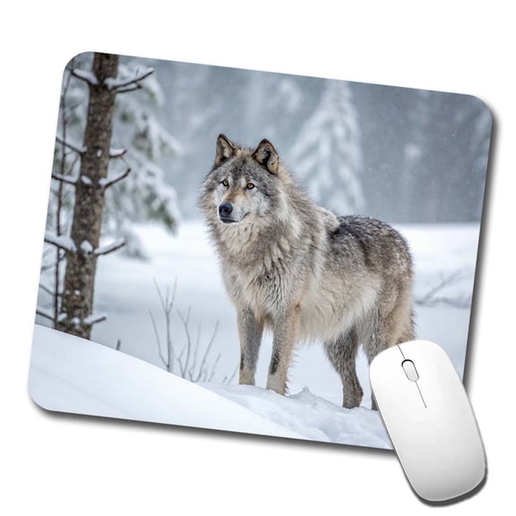 Wolf In Snow Scene Stunning Mouse Pad Low Profile Gaming Mat