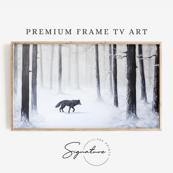 Wolf In Snowy Forest Winter Frame Art, Winter Woodland Scene, Rustic Cottagecore Animal Art, Cozy Decor 2338 UNFRAMED Poster, 24x36
