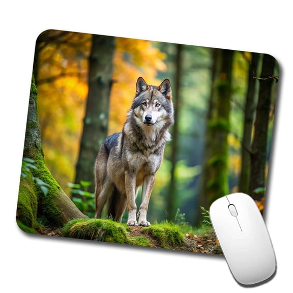 Wolf In The Forest Mouse Pad Low Profile Gaming Mat