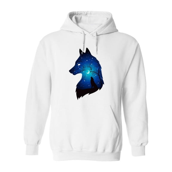 Wolf In The Night Forest Hoodie Men -Image by Shutterstock, Male 3X-Large