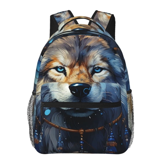 Wolf Indian Dream Starry Laptop Backpack Travel Rucksack for Teens Adults, Fits 15-inch Notebook