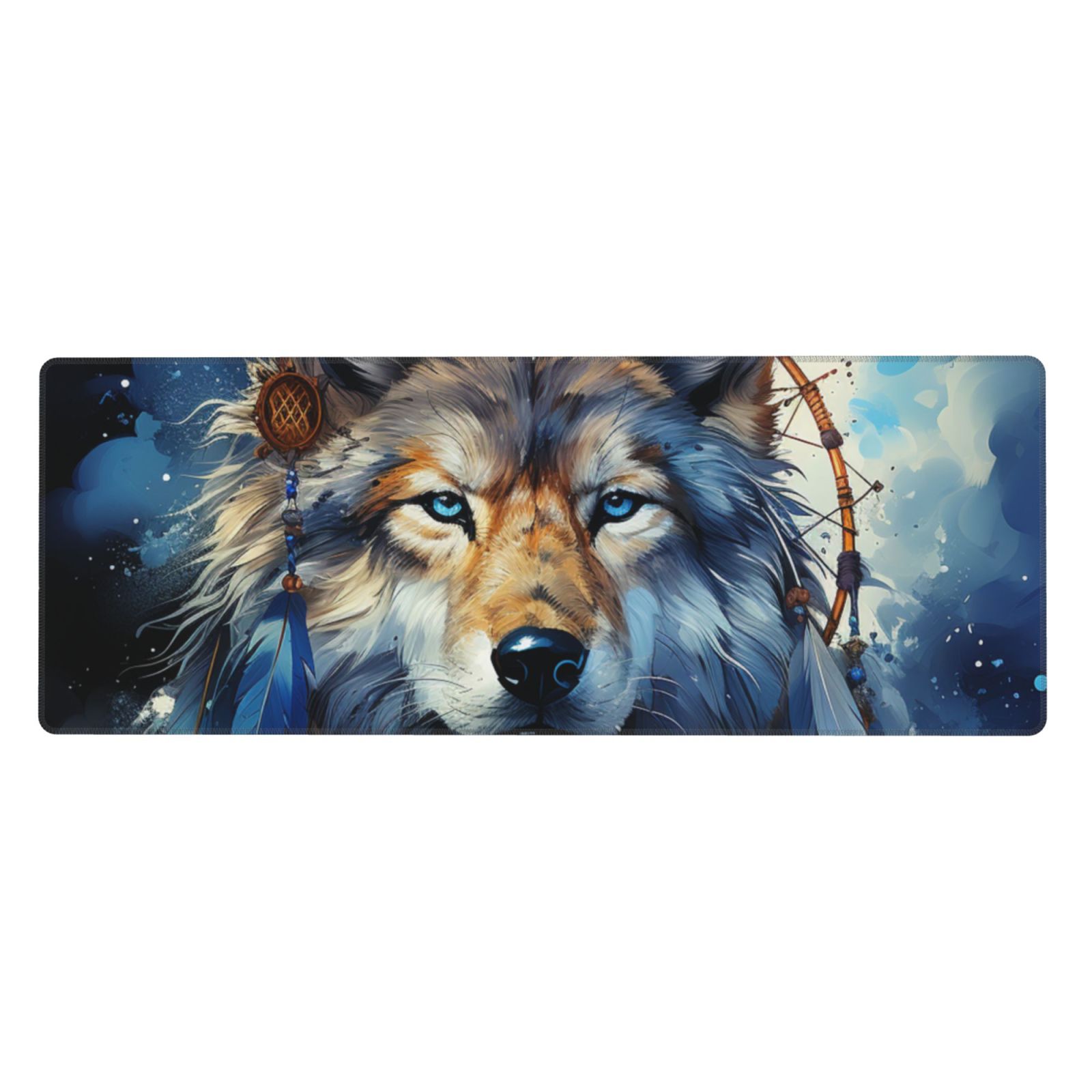 Wolf Indian Dream Starry Mouse Pad Extended Large Gaming Mousepad Non ...