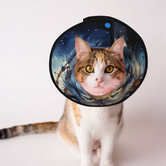 Wolf Indian Dream Starry Soft Pet Recovery Collar for Cats Small Dogs, Protective Elizabeth Collar for Post-Surgery, Anti-Lick & Anti-Scratch