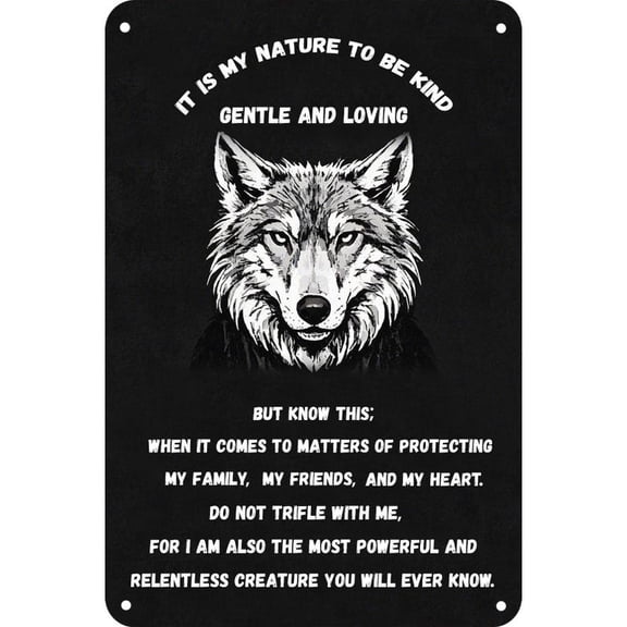 Wolf Inspirational Metal Sign: Rustic Cabin Decor Man Cave Decor Metal Tin Sign Aluminum Sign For Home Wall Decor 8x12 Inch