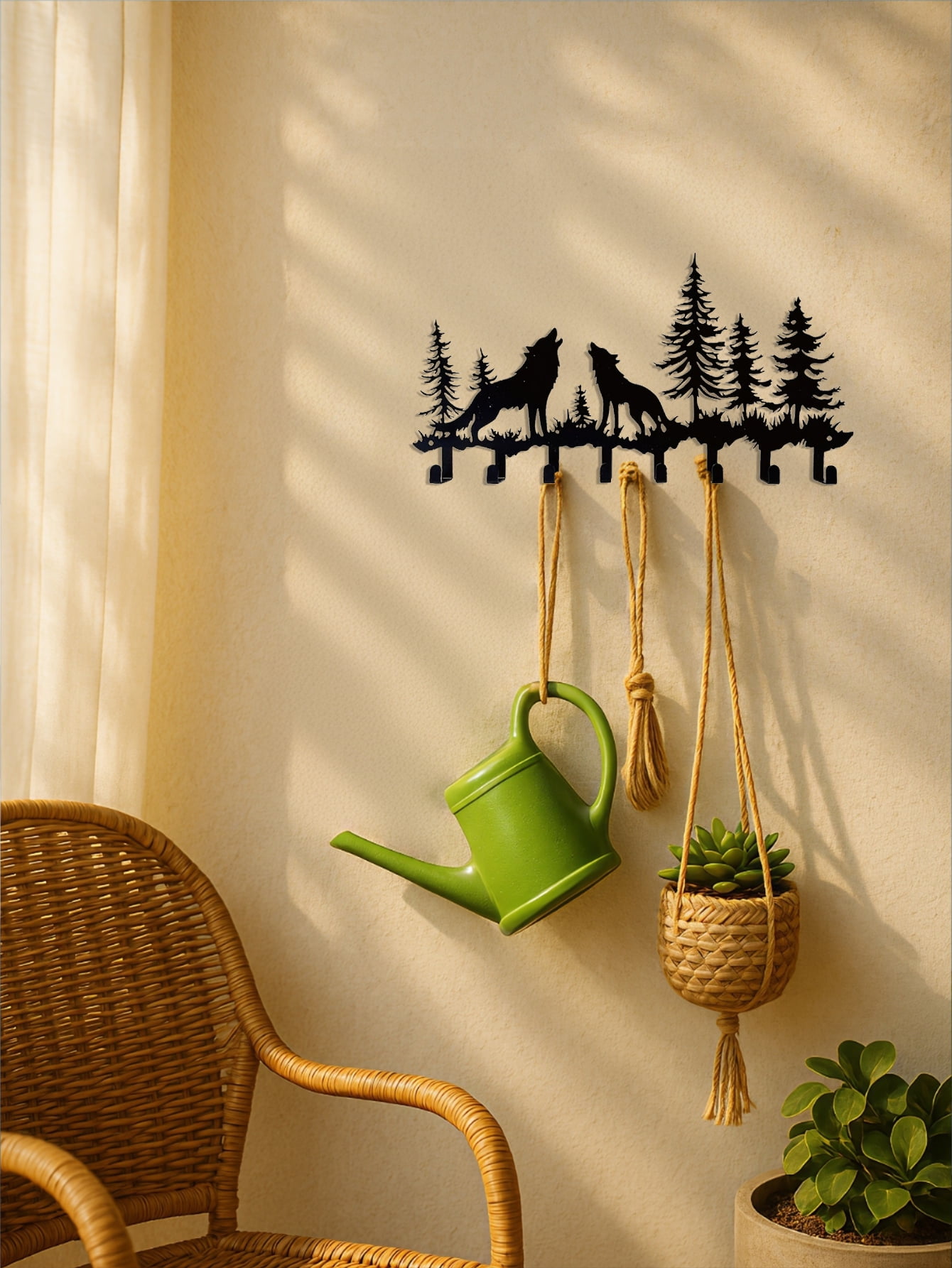 Wolf Key Holder Wall Mount – 8-Hook Metal Coat Rack for Keys, Hats ...