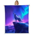 thumbnail image 1 of Wolf Throw 50"X60" Throw Blanket,Nebula Galaxy Fleece Blanket Western Wolves Sherpa Blanket Mountain Magical Animals Flannel Blanket,Purple Blue, 1 of 6