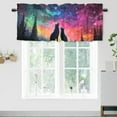 thumbnail image 1 of Wolf Kitchen Valance Curtain Rod Pocket Abstract Animal Silhouette Colorful Galaxy Night Sky Forest Window Treatment Valance Curtains for Bathroom 54 by 18 in, 1 Panel, 1 of 6