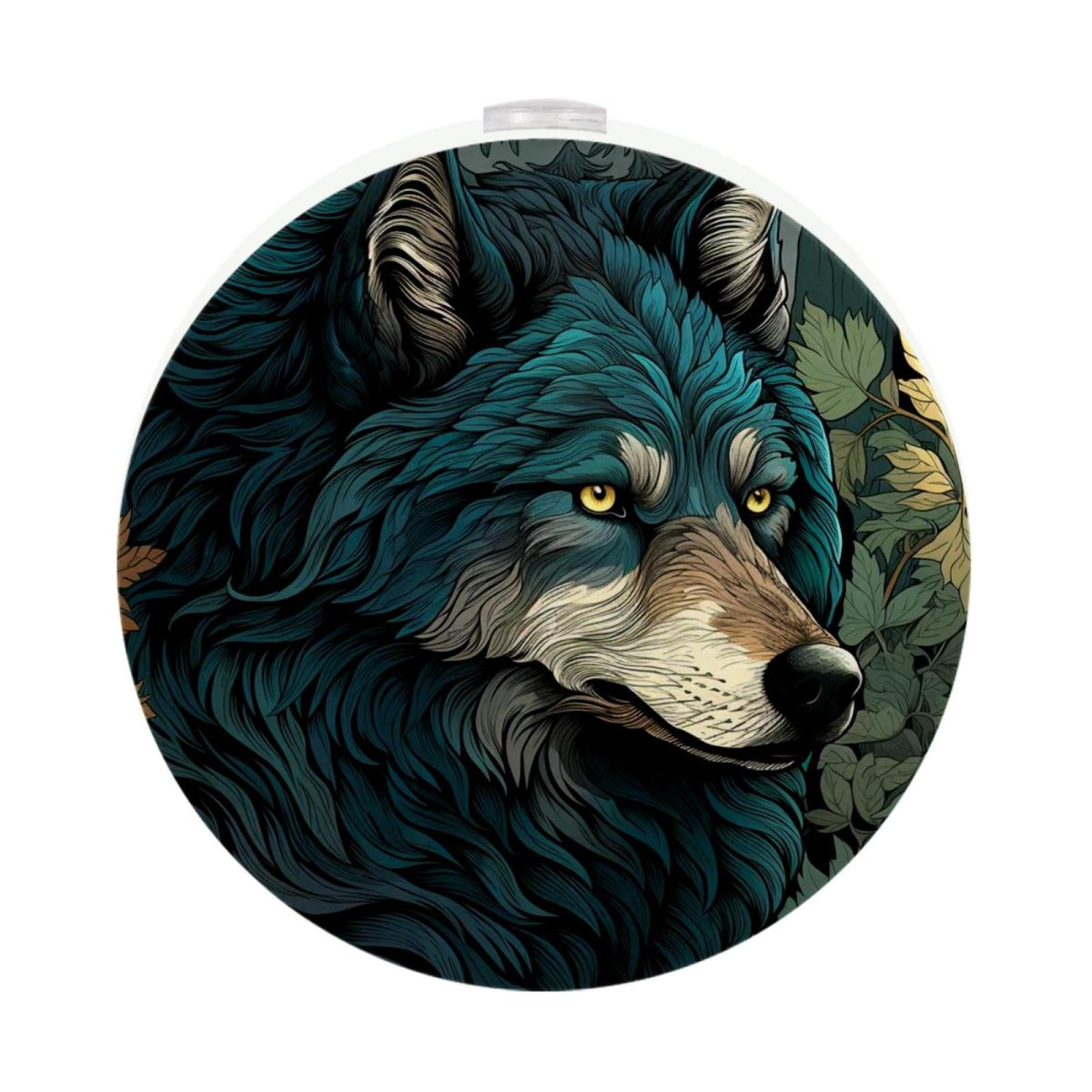 Wolf LED Round Night Light2PCS Bright and Compact Plugin Nightlights