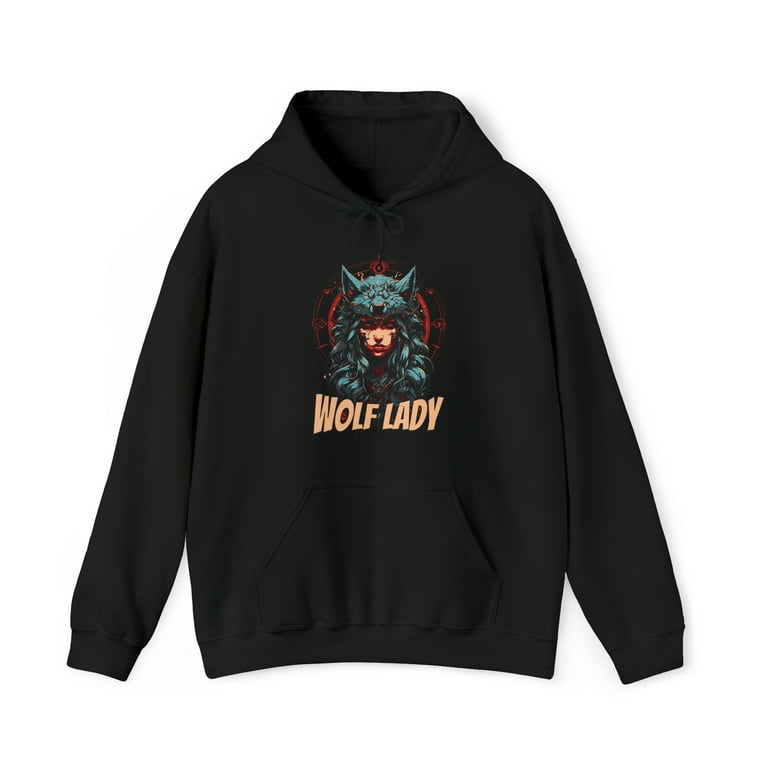 Wolf Lady Vintage Unisex Hoodie Wild Woman Wolf Design Walmart
