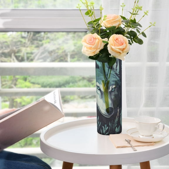 Wolf Leaves Green Vases for Flowers Modern Decorative Vase Home Decor for Bedroom Kitchen Living Room Centerpieces