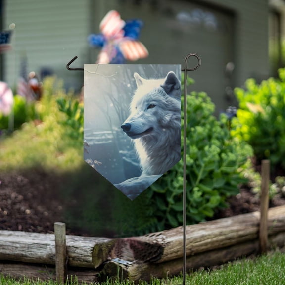 Wolf Leaves Snow Garden Flag 18" x 12.5" Double Sided Yard Lawn Outdoor Decor Small Yard Flags