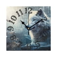 thumbnail image 1 of Wolf Leaves Snow Wall Clock Square Silent Non Ticking Battery Operated Clock for Home Bathroom Kitchen Bedroom Living Room, 1 of 8