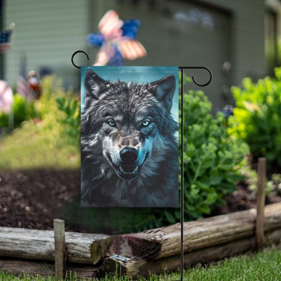 Wolf Lightning Clouds Garden Flag Double Sided Outdoor Banners for Courtyard Outdoor Lawn Farmhouse Holiday Decorations