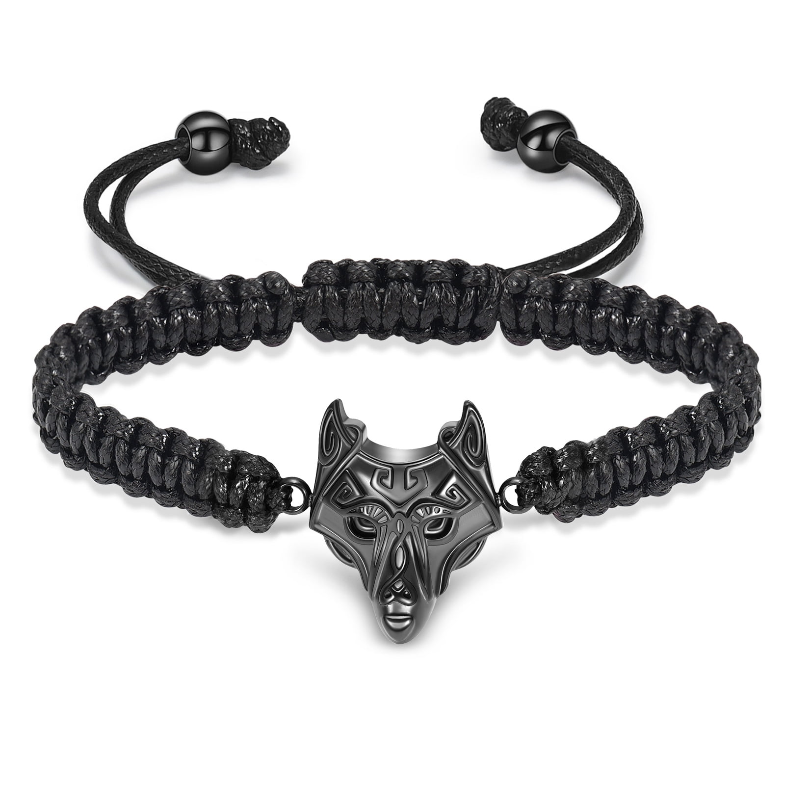 Ashed Rope Wolf Locket Adjustable Braided Rope Bracelet Memorial Cremation Jewelry ...
