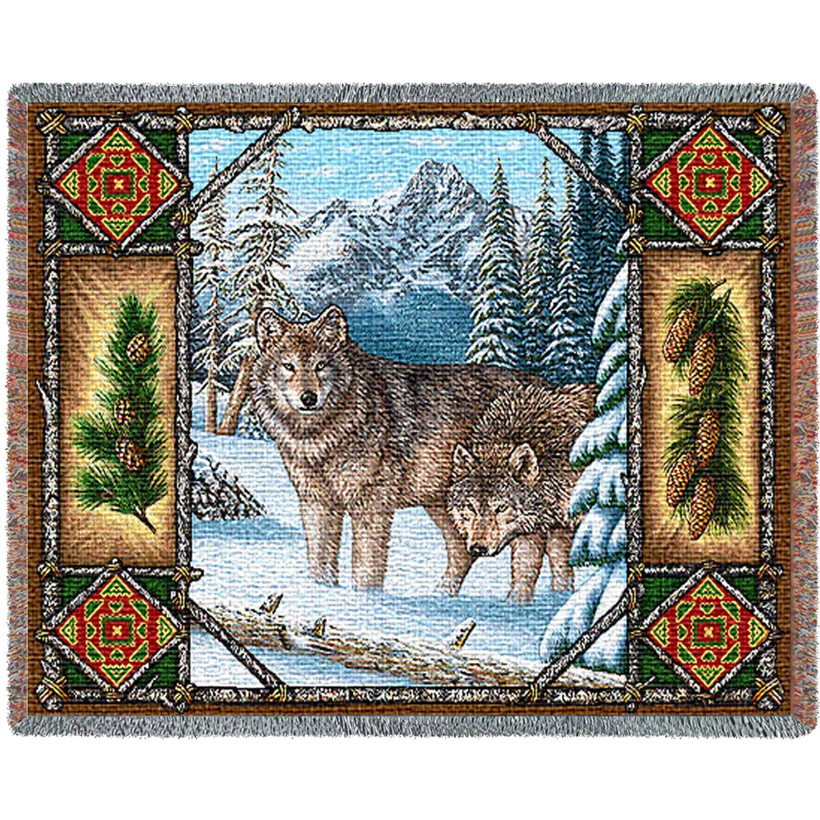 Pure Country Weavers Wolf Lodge Tapestry Throw