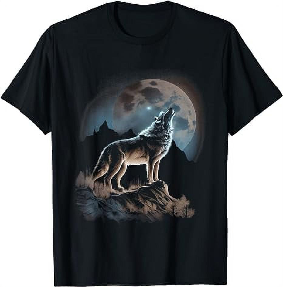 Wolf Lookout Moon Mountain Graphic for Men Women Boys Girls T-Shirt ...