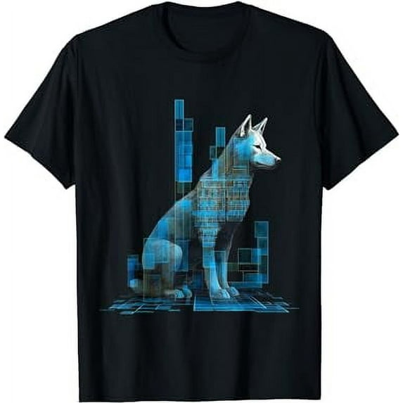 Wolf Lover Artwork | Animal Motif Wolf Large loose black Large size loose black breathable fabric T-Shirt