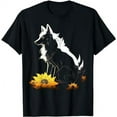 thumbnail image 1 of Wolf Lover Artwork | Flowers Animal Motif Wolf T-Shirt, 1 of 3