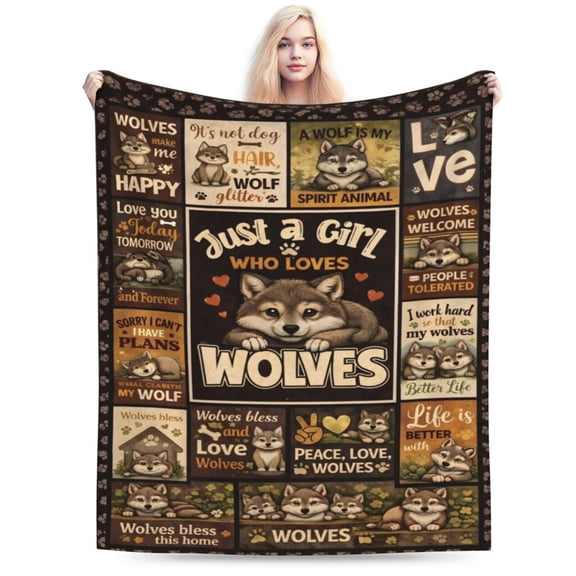 Wolf Lover Blanket Cute Wolf Animal Blanket Cozy Throw Gift for Women Girls Birthday Christmas Valentines Day 50x40