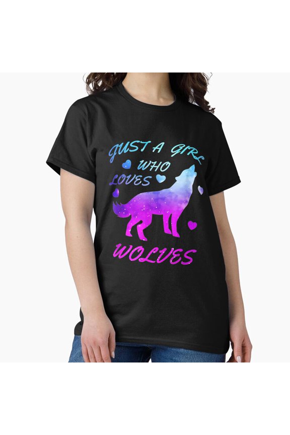 Wolf Lover Girl Who Loves Wolves Galaxy Cosmic Wild Style Unisex T-Shirt, up to size 5XL
