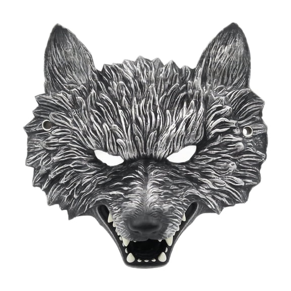 Wolf Mask 3D Silver Animal Masquerade Mask Adult Size Halloween Accessory for Theme Parties Haunted Houses Masquerade Balls