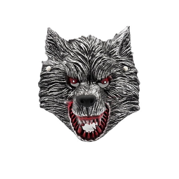 Wolf Mask Full Face, Realistic Scary Werewolf Headpiece with Snout Teeth Fur Texture, for Halloween Cosplay Carnival Masquerade Party