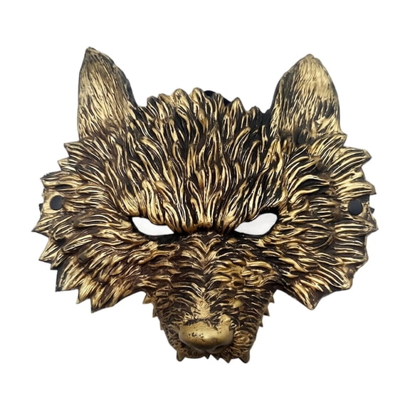 Wolf Mask Gold 3D Animal Masquerade Accessory Adult Size for Halloween Party and Themed Event Use