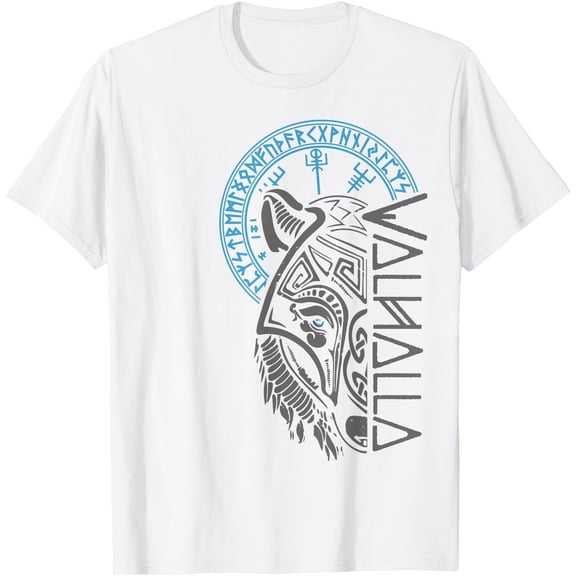 Wolf Mask Odin Runes Norse Compass Viking Cool Unisex T-Shirt for Men Women Kids Toddler,White Color,Size 2T