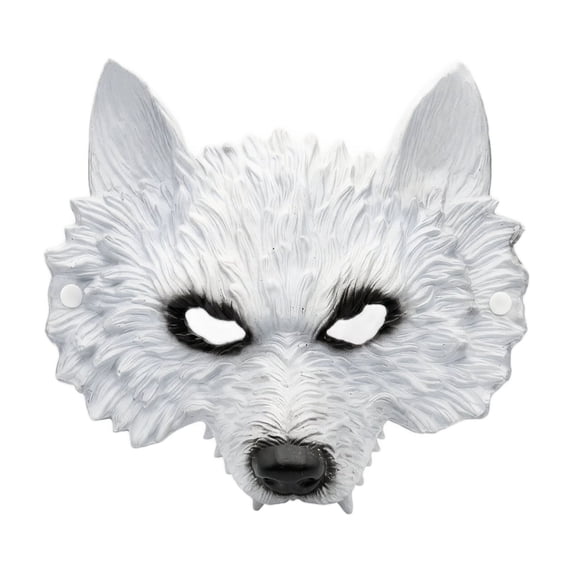 Wolf Mask Soft 3D White Animal Mask Adult Size for Halloween Party Masquerade Ball Prop Theme Party Accessory