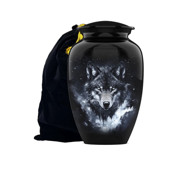 Wolf Memorial Cremation Urn-Wolf Urns for Human Ashes Adult Male & Female - Large Small Urn for Human Ashes Man & Woman - Funeral